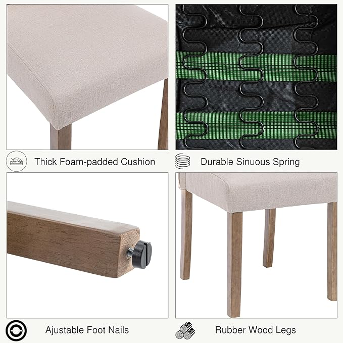 Upholstered Dining Chair Modern Stylish Parsons Kitchen Diner High Back with ...