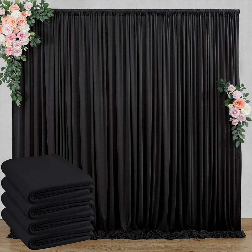 20 ft x 10 ft Wrinkle Free Black Backdrop Curtain for Parties, 4 Panels 10ft ...