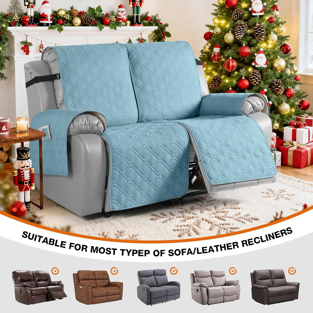 VANSOFY Waterproof Recliner Loveseat Covers Washable, Azuree,2 Seater