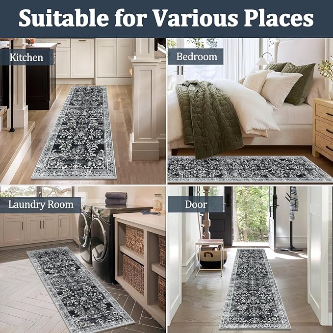 Yamaziot Washable Runner Rug 2x12 – Non Slip Boho Floral Hallway Runner Rug - Image 6