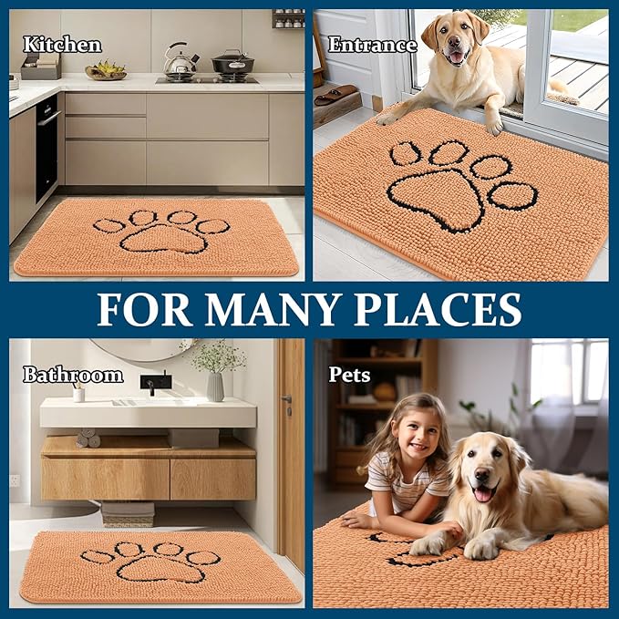 OLANLY Dog Door Mat for Muddy Paws 48x30, Paw Print Design, Absorbs Moisture - Image 8