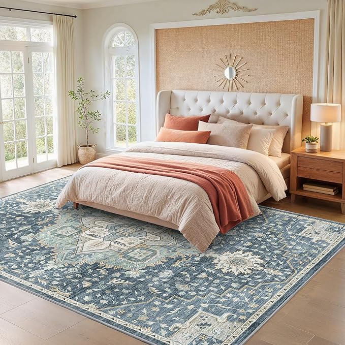 AMADA HOMEFURNISHING 9x12 Washable Area Rug, Low-Profile Large Area Rug - Image 2