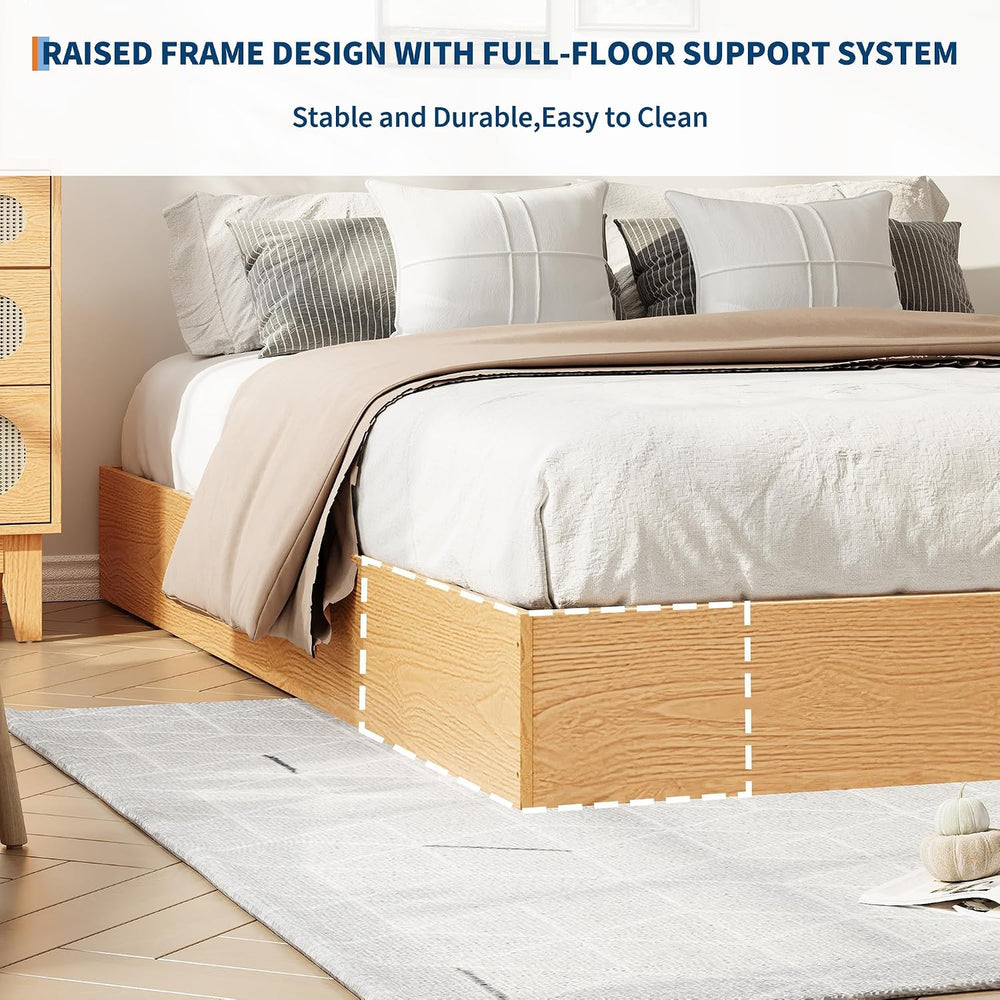 IDEALHOUSE Full Wood Platform Bed Frame with Low Profile Design