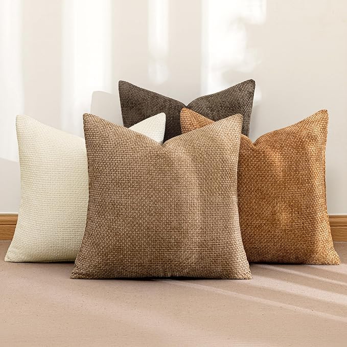 MIULEE Pack of 4 Brown Couch Throw Pillow Covers 20x20 Inch Soft Decorative - Image 2