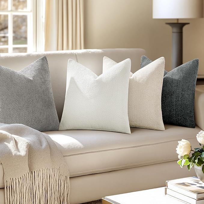 MIULEE Pack of 4 Couch Throw Pillow Covers 20x20 Inch Gray Soft Decorative - Image 5
