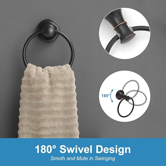 RUMOSE Toilet Paper Holder and Hand Towel Ring Oil Rubbed Bronze Wall Mount