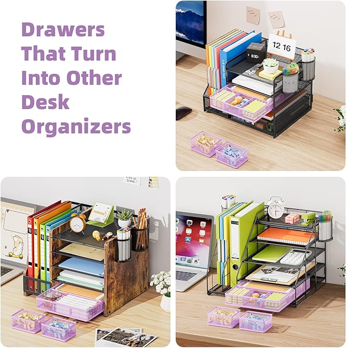 Marbrasse 3 Packs Desk Drawer Organizers, Metal Mesh Dividers - Image 6