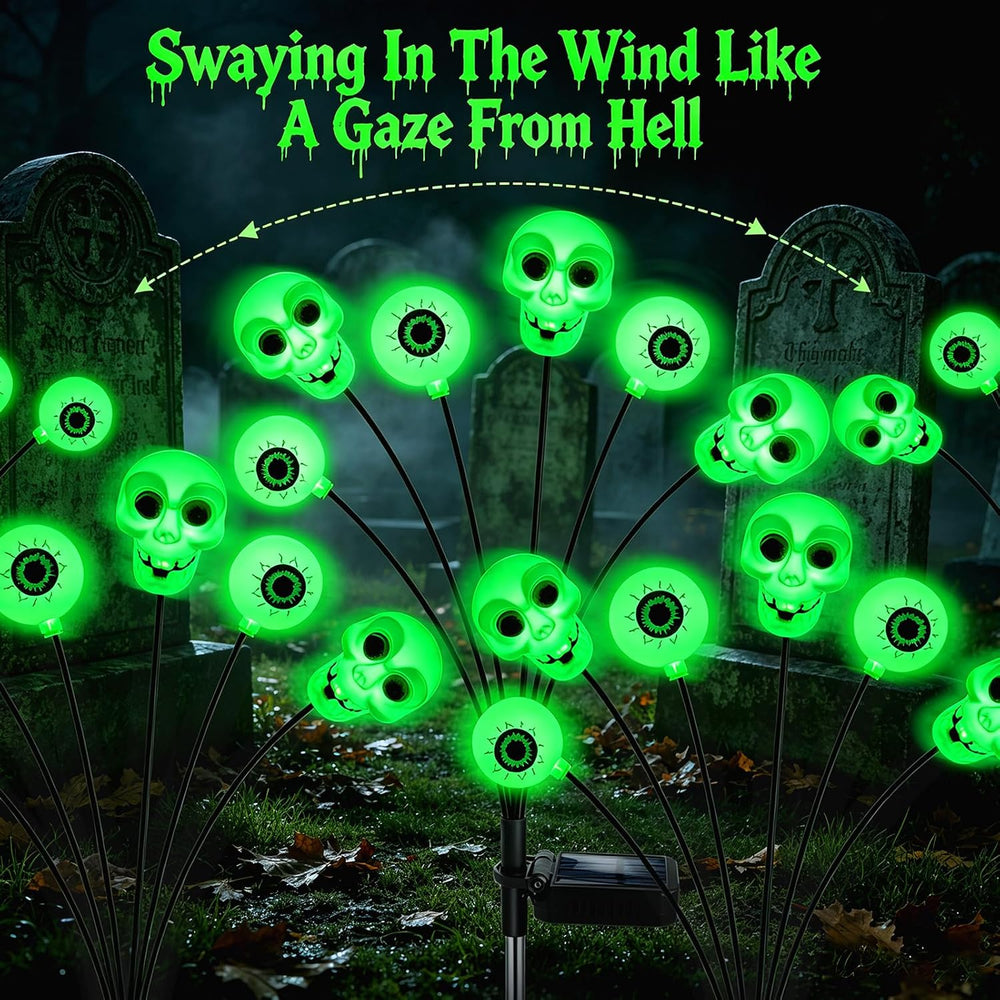 Halloween Decorations Outdoor, 4 Pack 24 LED Green Solar Scary Eyeball Lights...