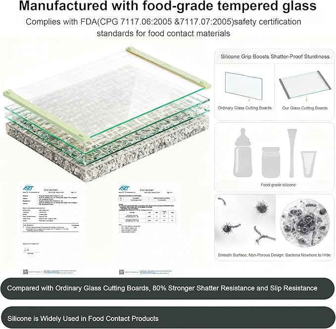 2PCS Glass Cutting Board with Silicone Grip, 80% Stronger Shatter Resistance - Image 7