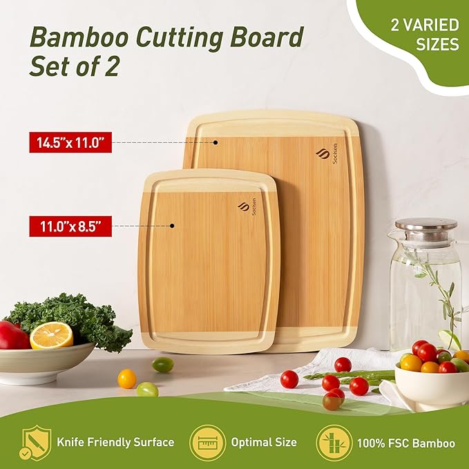Bamboo Cutting Board Set Non Slip Feet Over Sink Brides Her Wedding Day Bridal - Image 3