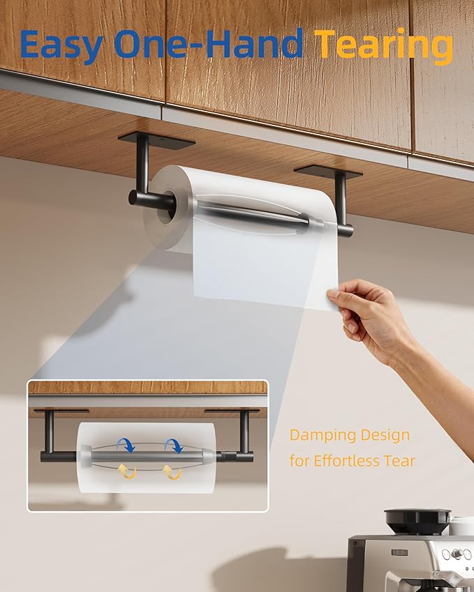 RUACQ Paper Towel Holder Under Cabinet, One Hand Tearing Paper Towel Holder - Image 2