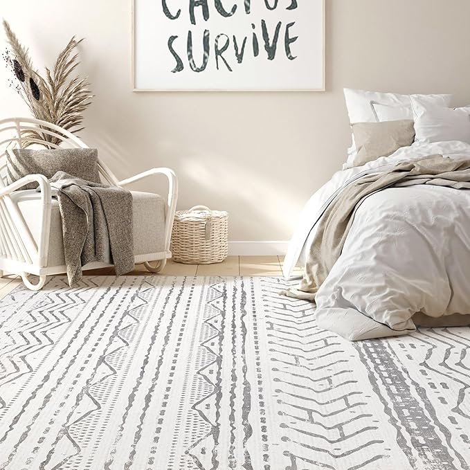 Nakagishi Area Rugs 8x10 Living Room: Washable Boho Large Neutral Soft - Image 6