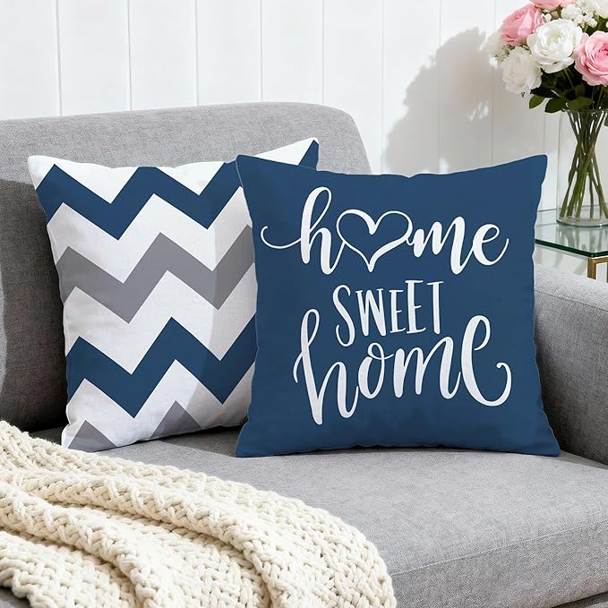 Hexagram Geometric Blue Pillow Covers 20x20 Set of 4, Decorative Outdoor Boho - Image 2
