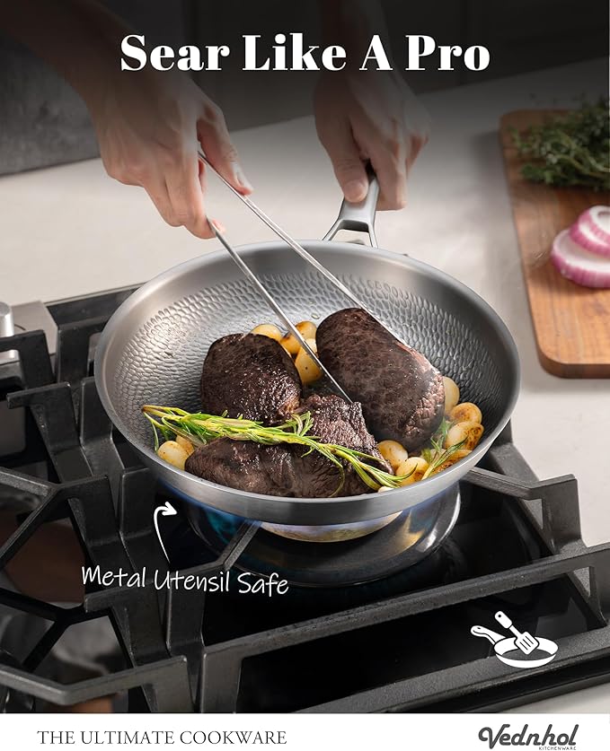 Titanium Pans for Cooking, 12 Inch Pure Titanium Hammered Pro frying pan - Image 4