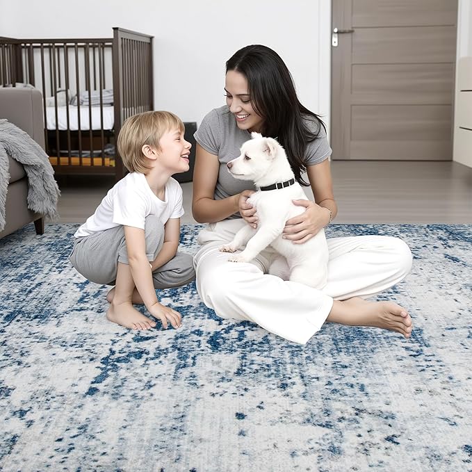 8x10 Area Rug Living Room Rug: Washable Modern Abstract Soft Thin Rug Indoor - Image 9