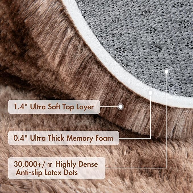6x9 Ft Large Shag Brown Area Rug - Image 8