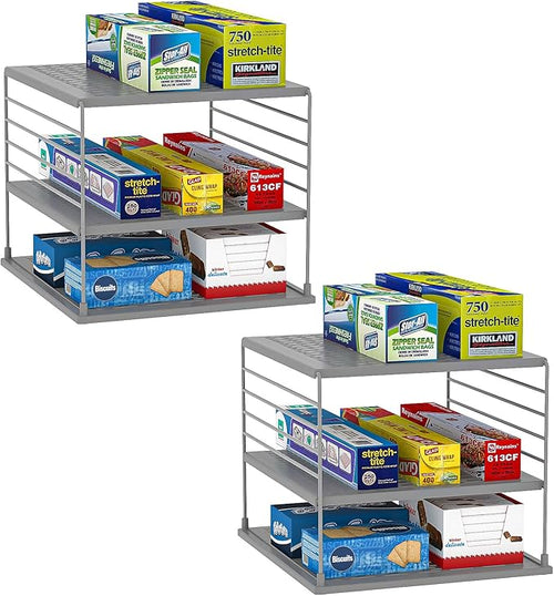 2 PACK Cabinet Organizer- Divided Compartment Holder by WANCHIY