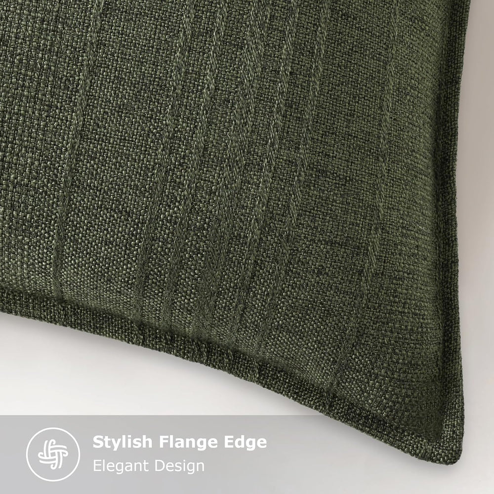 decorUhome Christmas Olive Green Linen Throw Pillow Covers 20x20 Set of 2