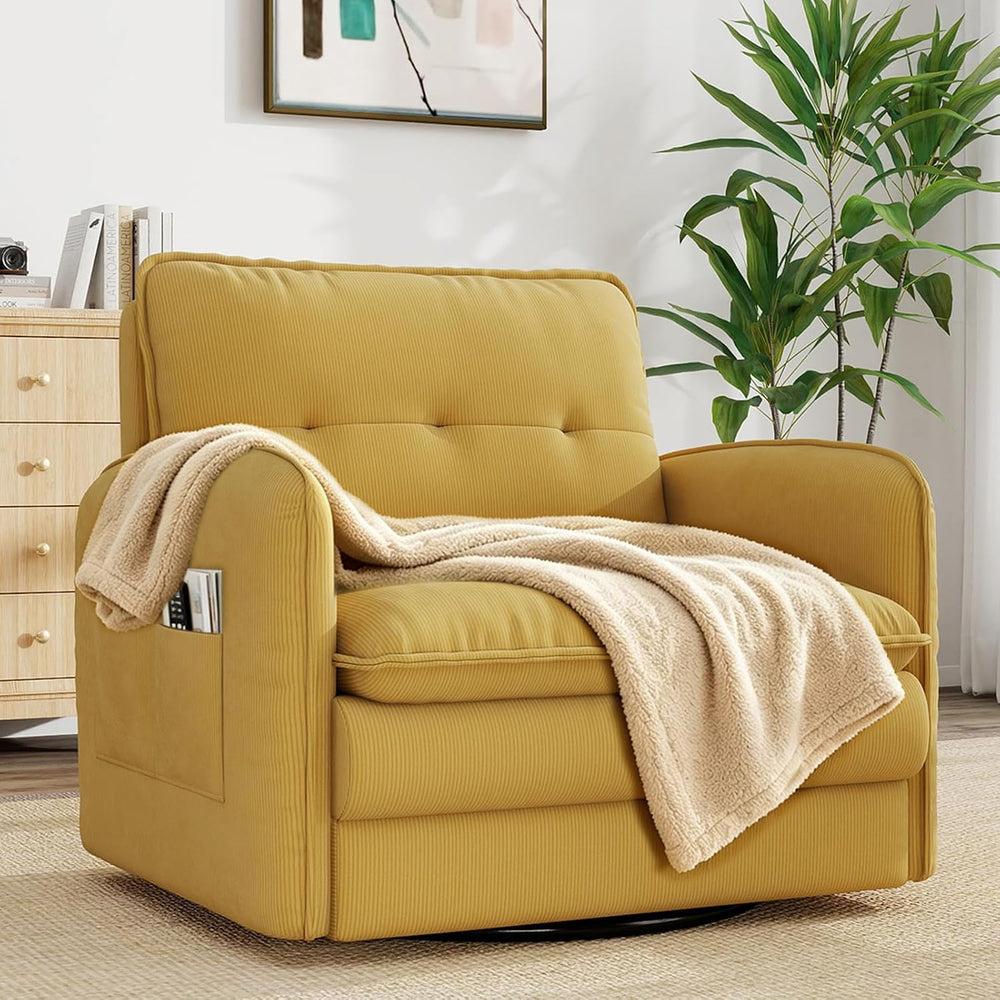 360°Swivel Accent Armchair,Modern 33" Corduroy Swivel Accent Chair for L...