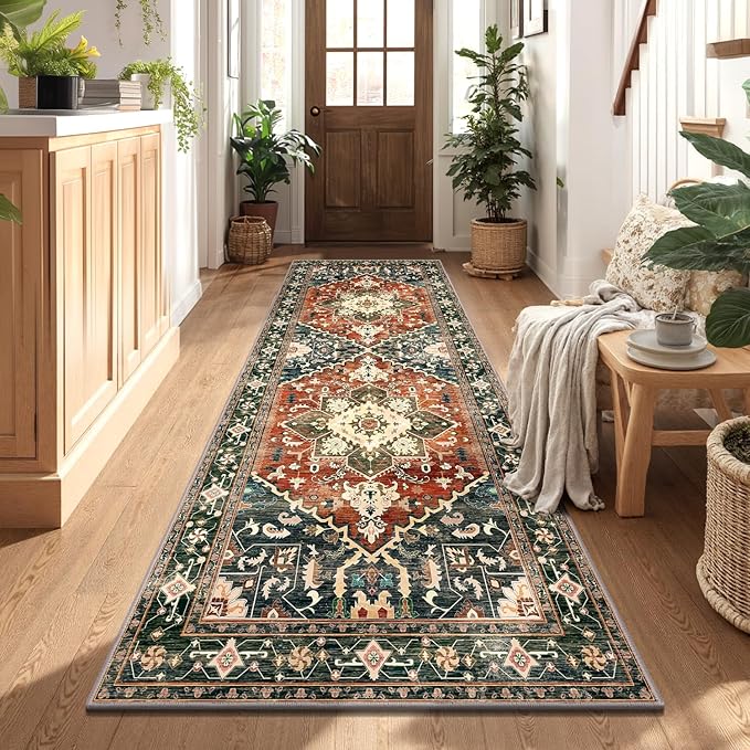 Yamaziot Washable Runner Rug, 3x8 Non-Slip Boho Vintage Hallway Rug by Yamaziot