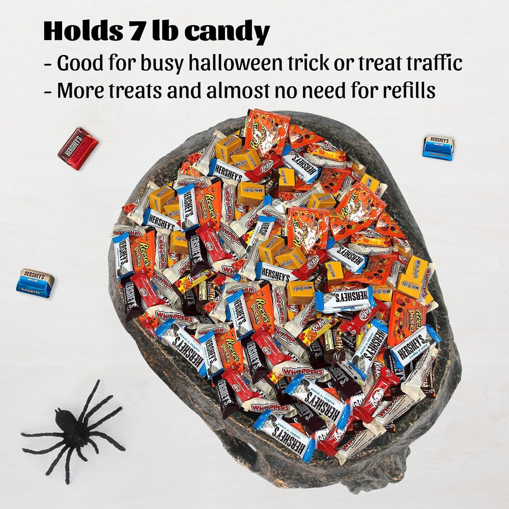 GameXcel Halloween Skull Candy Bowl - 8.5" Extra Large Candy Dish Holder