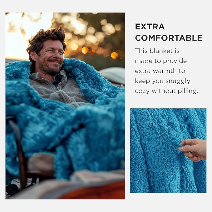 Bedsure GentleSoft Fluffy Bright Blue Throw Blanket Gifts - Image 3