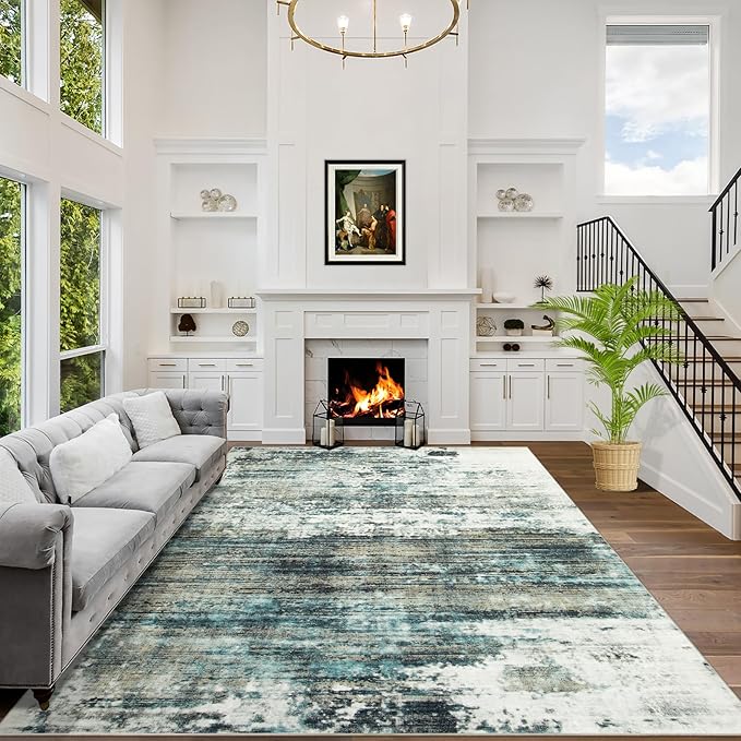 6x9 Area Rugs Washable Rug: Large Modern Abstract Living Room Rug Soft by GENTDRIZZ