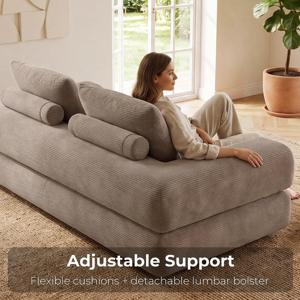 LIKIMIO FlipNest 3-in-1 Convertible Sleeper Sofa, Light Brown