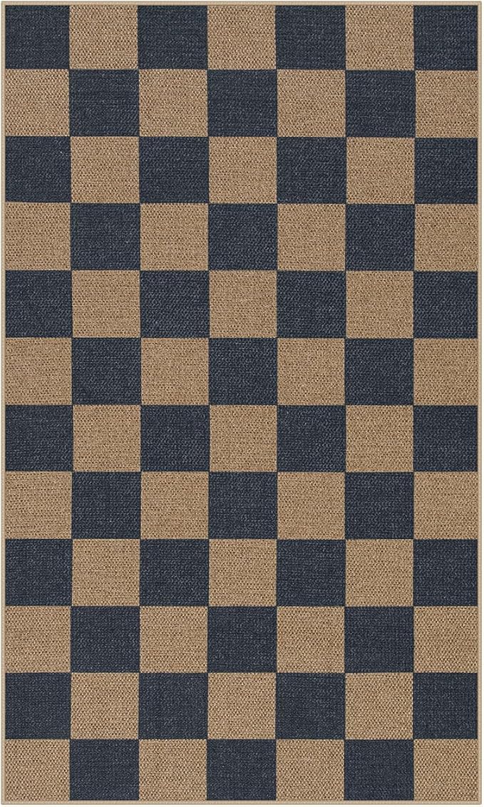 Lahome Colette Checkered Easy Jute Indoor Outdoor Carpet, 3x5 Washable Rugs - Image 8