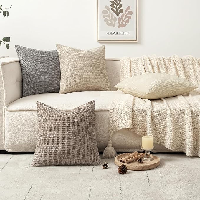 MIULEE Pack of 4 Couch Throw Pillow Covers 16x16 Inch Neutral Beige/Brown Soft - Image 5
