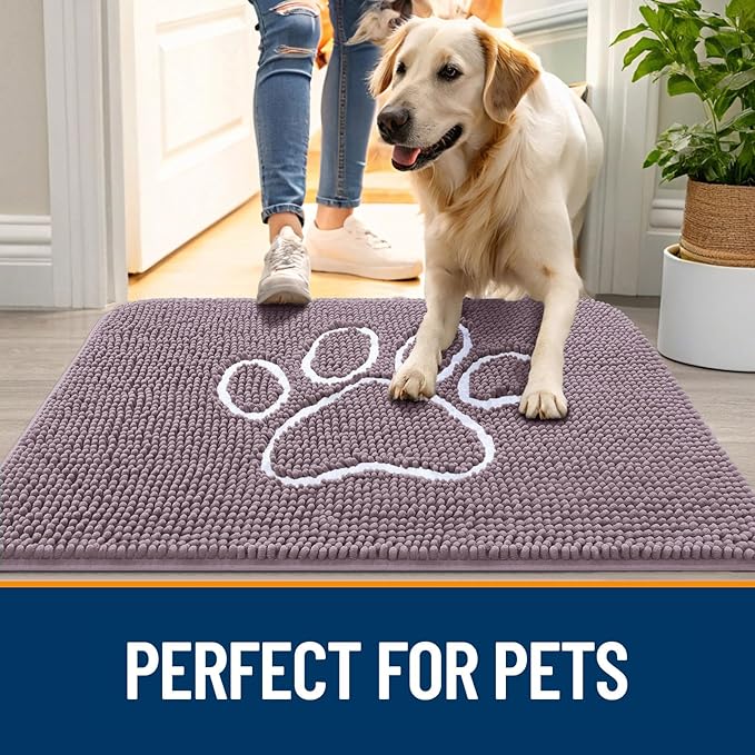 OLANLY Dog Door Mat for Muddy Paws 36x24, Paw Print Design, Absorbs Moisture - Image 6