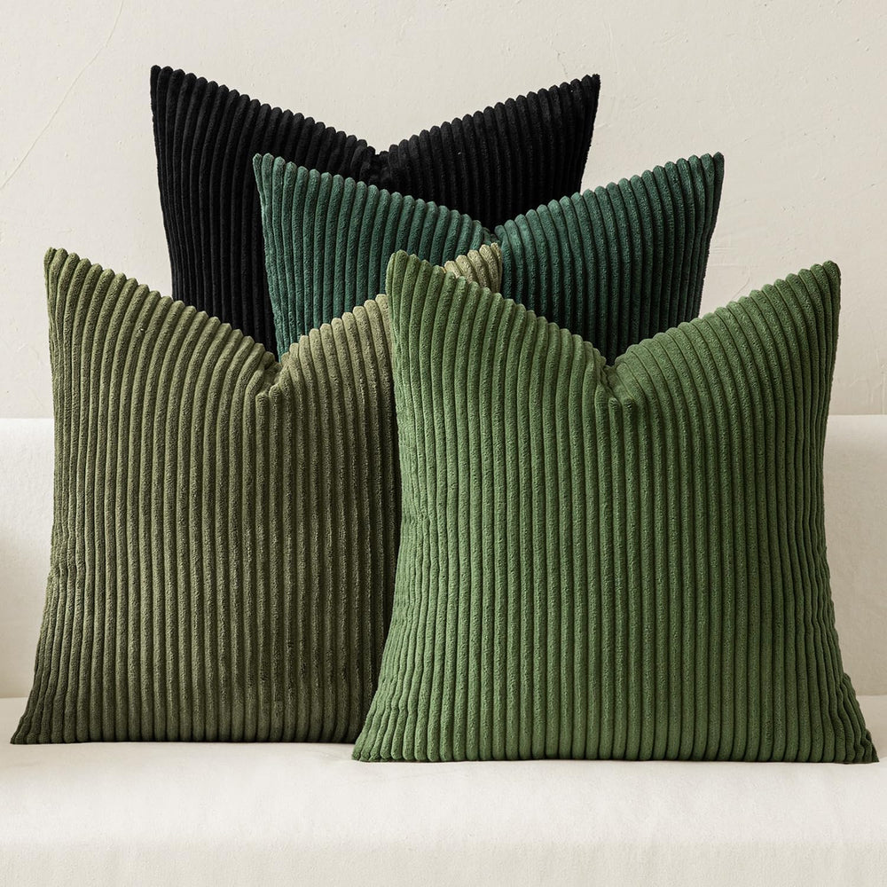 MIULEE Corduroy Decorative Christmas Pillow Covers Neutral Green 18x18
