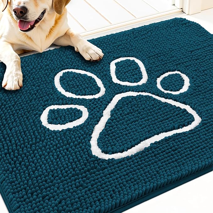 OLANLY Dog Door Mat for Muddy Paws 32x20, Paw Print Design, Absorbs Moisture by OLANLY