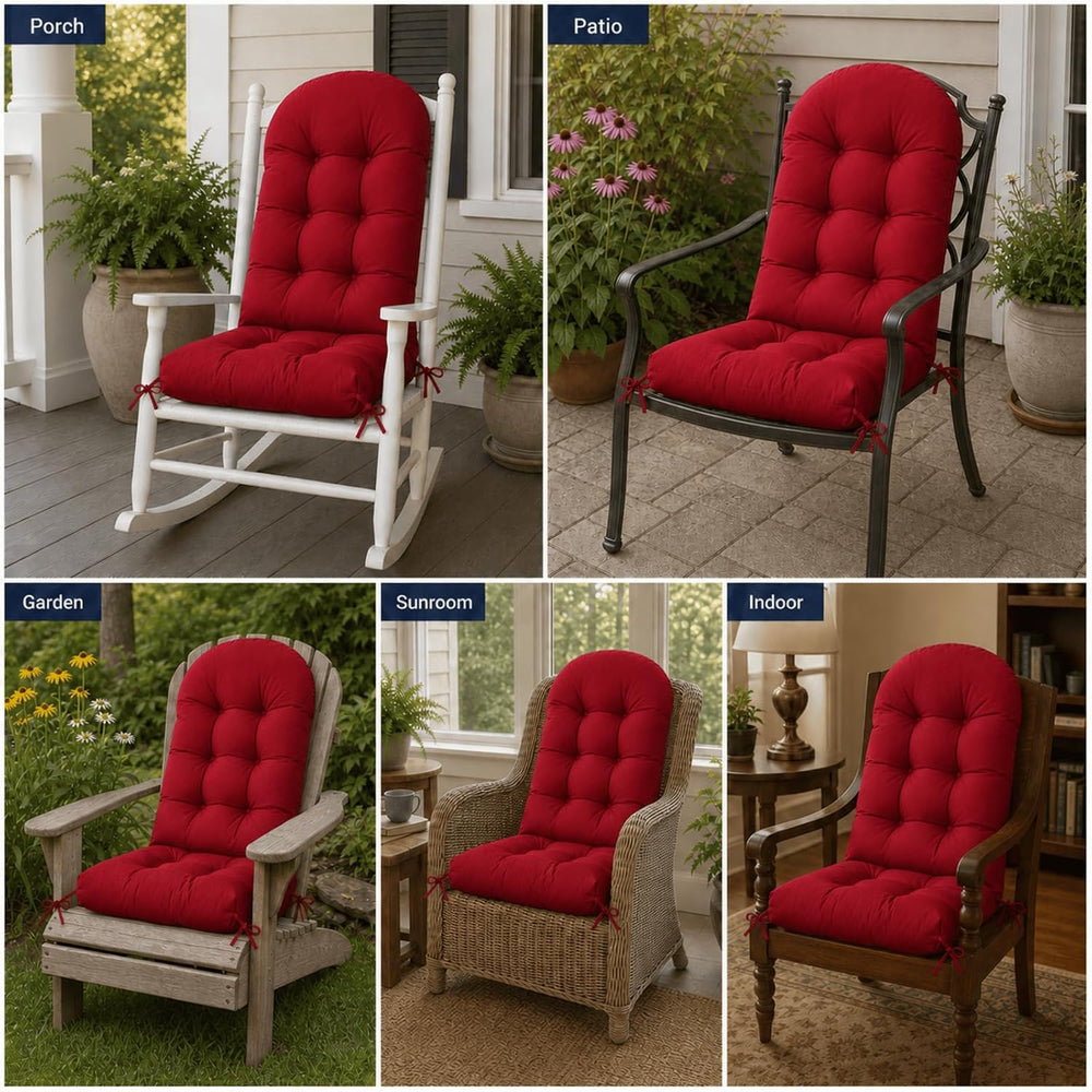 Rocking Chair Cushions Set of 2, Outdoor Thick Adirondack Chair Cushions, Hig...