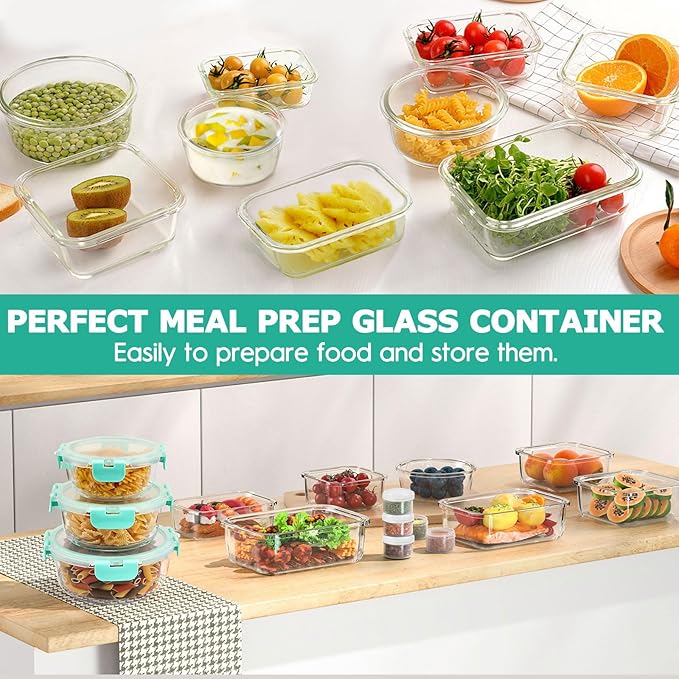 34pcs Glass Food Storage Containers