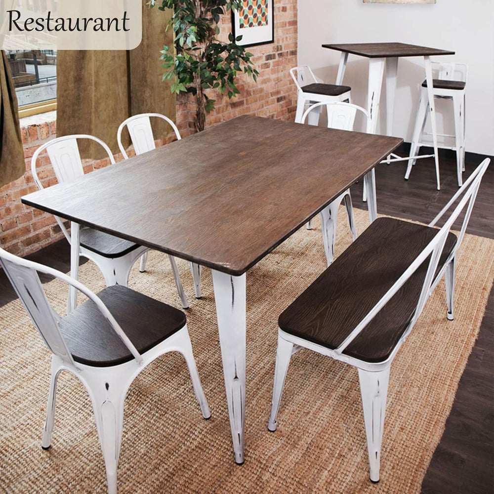 YOLENY Dining Bench, Entryway Bench with Back, Farmhouse Metal Dining Bench, ...