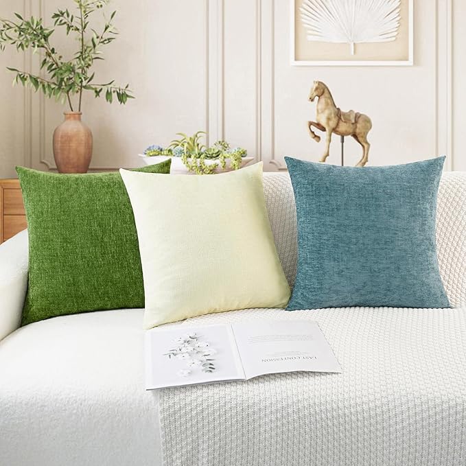 CaliTime Throw Pillow Covers Decorative 22 X 22 Inches Pack of 2 Cozy Chenille - Image 5