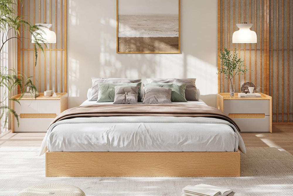 IDEALHOUSE Full Wood Platform Bed Frame with Low Profile Design