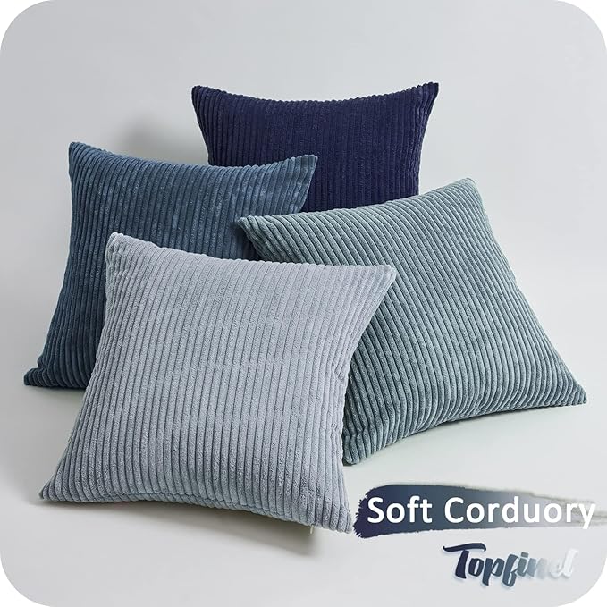 Topfinel Decorative Throw Pillow Covers Dark Blue Navy Series, Summer Corduroy - Image 8
