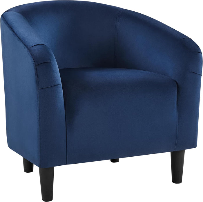 Yaheetech Small 25.5in Wide Velvet Barrel Accent Chair Bedroom, Navy Blue