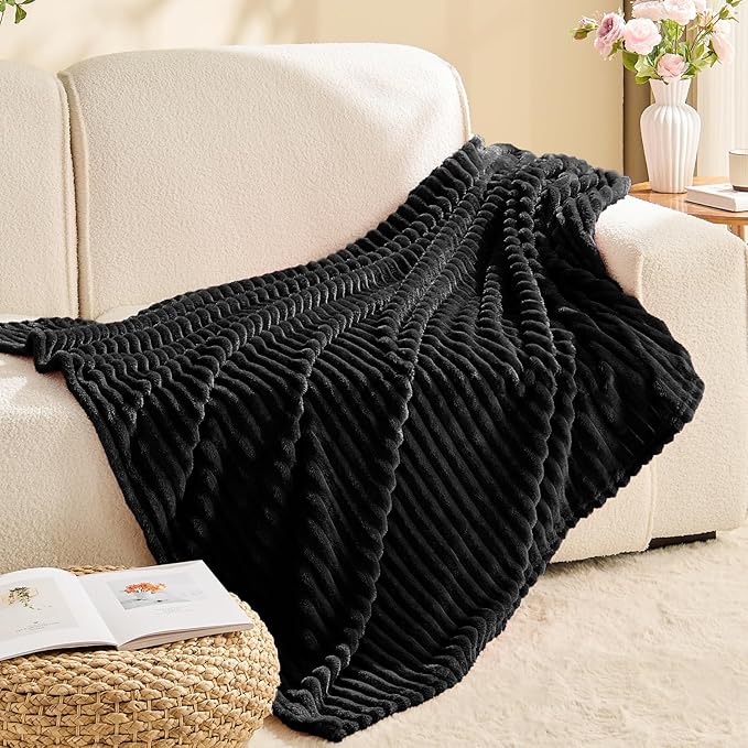 BEDELITE Fleece Blanket Twin Size – 3D Ribbed Jacquard Soft and Warm Decorative - Image 8