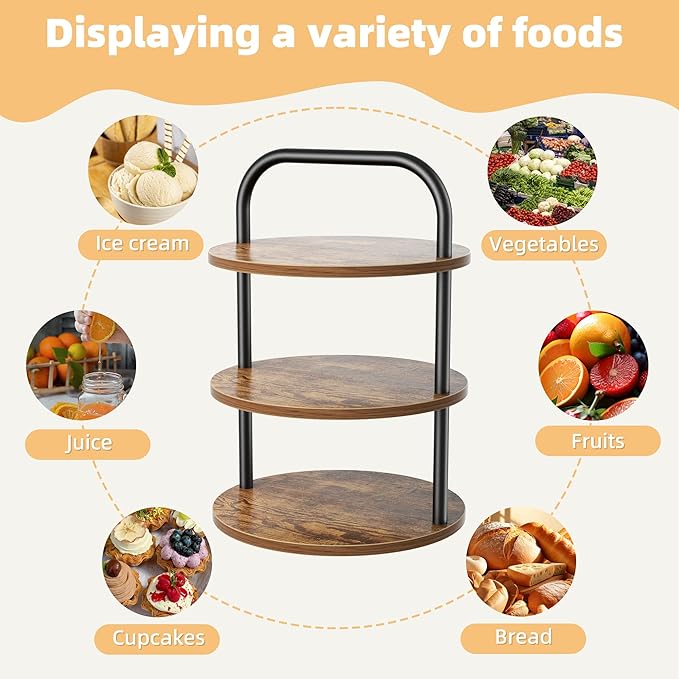 2 Pack Wooden Cupcake Stand, 3 Tier Large Cupcake Tower Stand 50 Cupcakes, De...