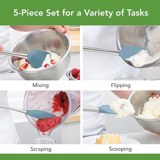 Tovolo Stainless Steel Handled Silicone Spatula Set of 5, Dishwasher Safe - Image 2