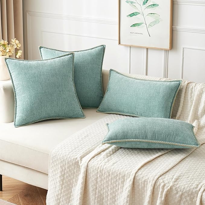 MIULEE Pack of 2 Couch Throw Pillow Covers 18x18 Inch Coastal Aqua Blue - Image 5