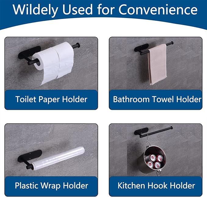 Paper Towel Holder with 2 Hooks-Under Cabinet Paper Towel Holder - Image 4