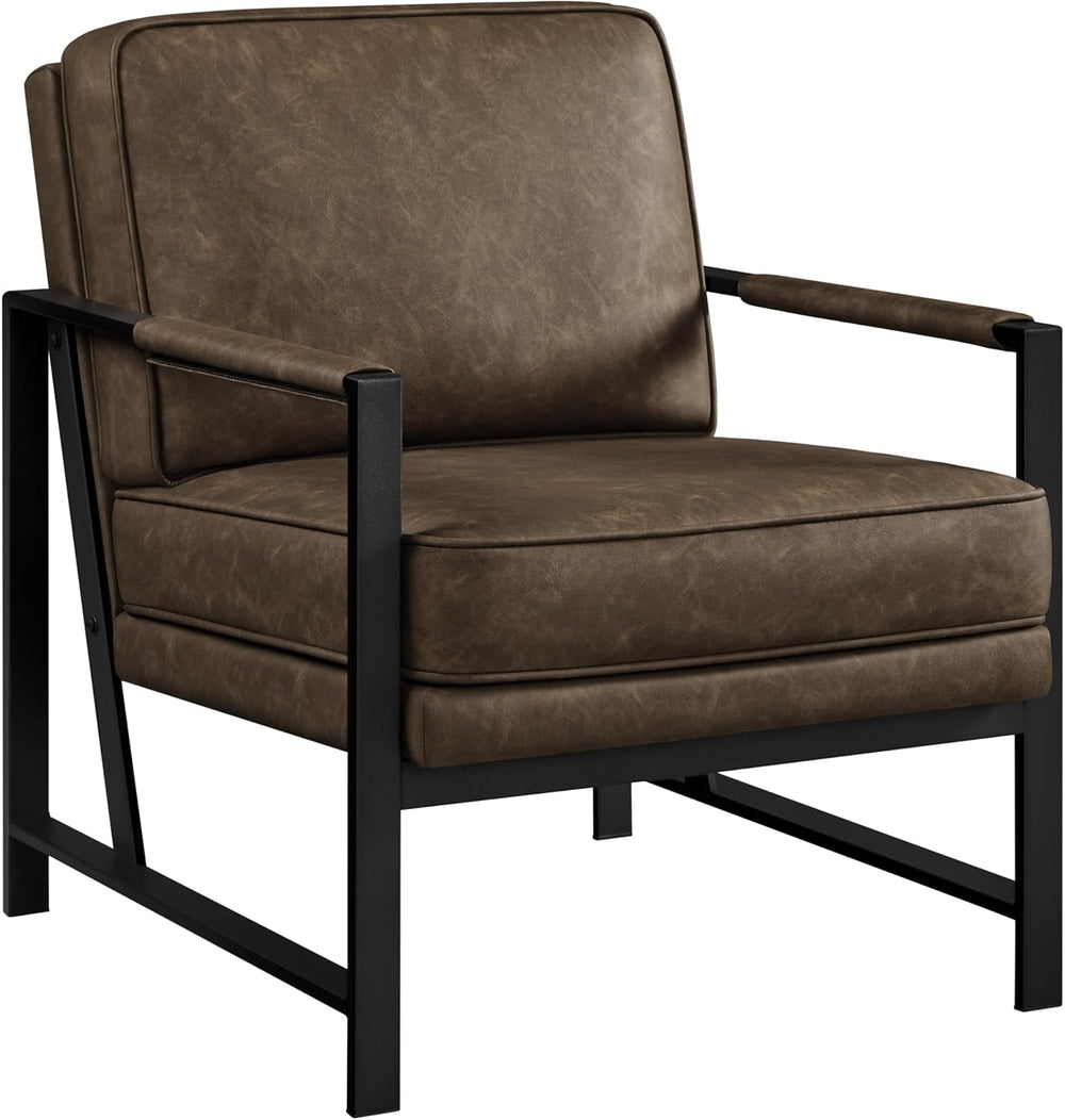 Yaheetech Mid-Century Accent Chair, Modern Armchair, Brown