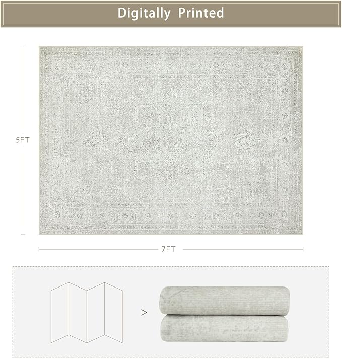 Washable Rugs 5x7 Area Rugs for Living Room, Large Carpets, Ultra Soft Faux - Image 2