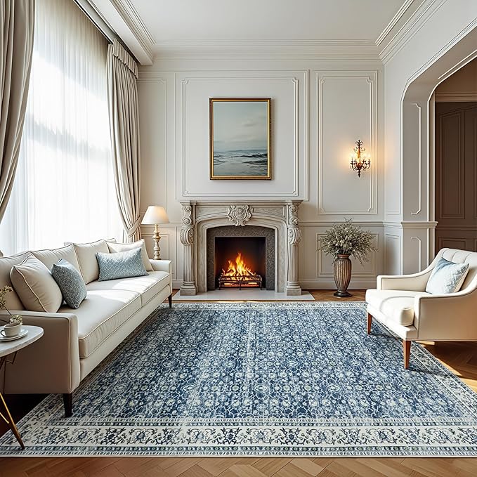 Washable Rugs 8x10 Area Rugs for Living Room, Dining Room- Soft Low Pile Stain by Lbris
