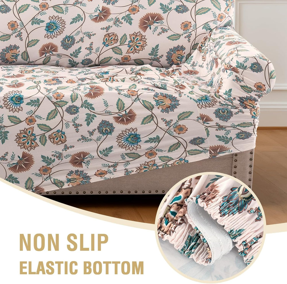 H.VERSAILTEX Printed Loveseat Covers 2 Cushion Couch Covers for Sofa Floral P...