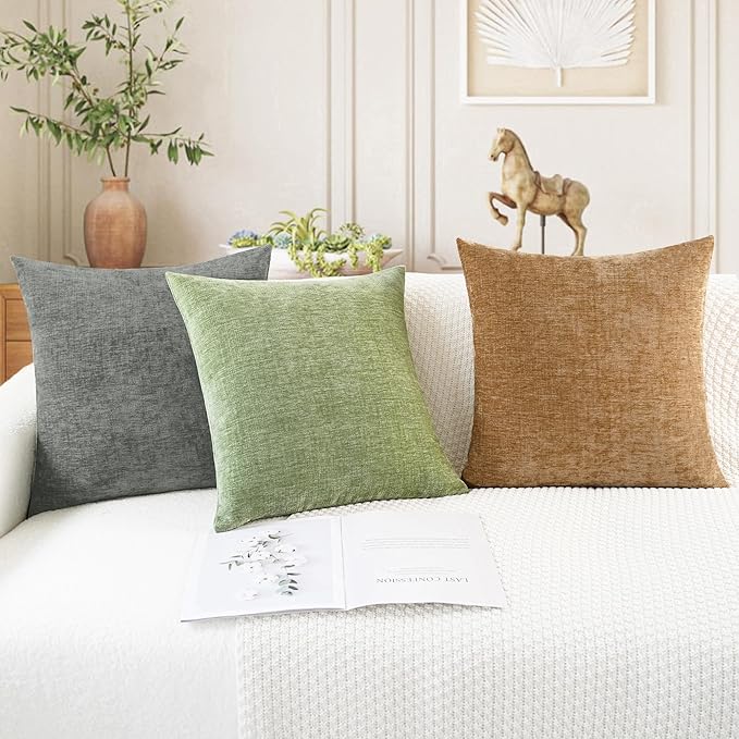CaliTime Throw Pillow Covers Decorative 20 X 20 Inches Pack of 2 Cozy Chenille - Image 5